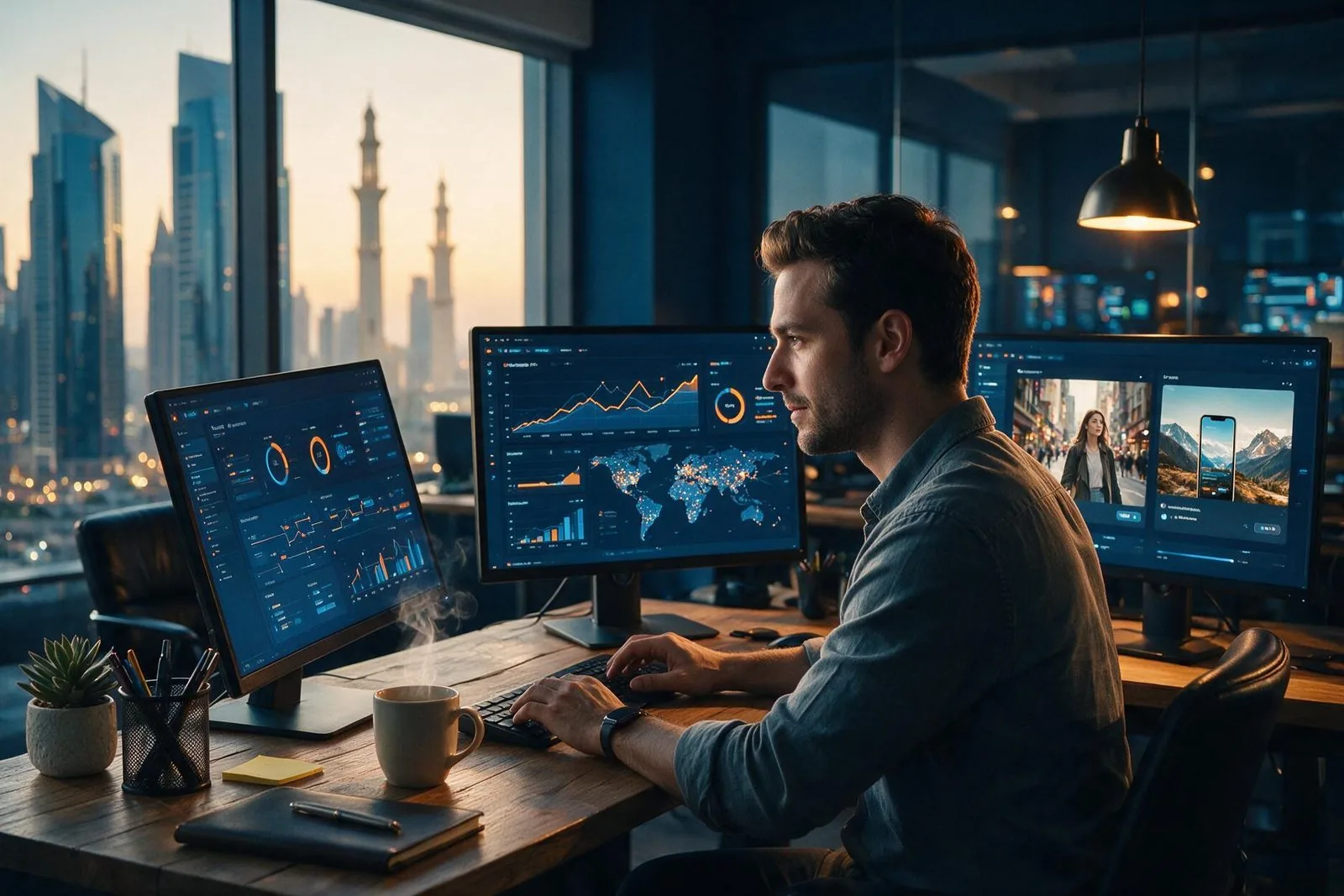 Paid media specialist managing advertising campaigns across multiple screens